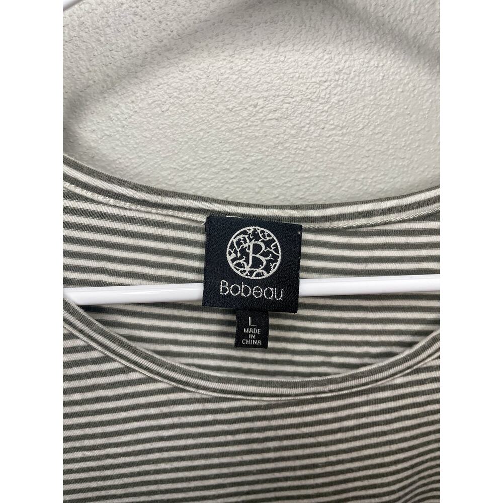 Bobeau Green Striped Tie Front Women's T-Shirt Size L - Picture 6 of 7